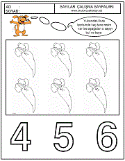 çocuklara sayıları öğretmek için çalışma sayfaları